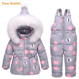 Russian Winter Suit for Children Baby Girl Duck Down Jacket coat and Pants 2pcs Warm Clothing Set Thermal Kids Clothes Snow Wear