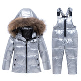 Russian Winter Suits for Boys Girls Ski Suit Children Clothing Set Baby Duck Down Jacket Coat + Overalls Warm Kids Snowsuit