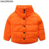 SAILEROAD 2-7Years Winter Baby Girls Jackets Cotton Warm Down Coat Solid Colors Covered Button Boy's Outerwear Clothing