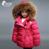 SP SHOW Luxury Brand Children Winter Co Girls Raccoon Fur H Thick Fleece Hooded Jacket Down & Parkas For 6-12 Age Kids1620
