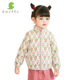 SVELTE for 2-14 Yrs Girls Fleece Jackets Printed Blossom Patterns Coats Fall Winter Outerwear Spring Cardigan Clothing