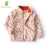 SVELTE for 2-14 Yrs Girls Fleece Jackets Printed Blossom Patterns Coats Fall Winter Outerwear Spring Cardigan Clothing
