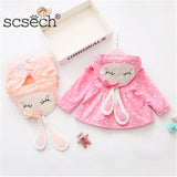 Scsech New Autumn Baby Girls Jacket Cotton Rabbit Windbreaker Outwear Toddler Kids Fashion Coat Children Clothing S8738