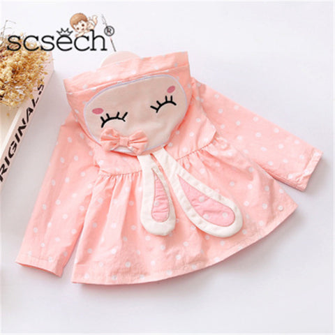 Scsech New Autumn Baby Girls Jacket Cotton Rabbit Windbreaker Outwear Toddler Kids Fashion Coat Children Clothing S8738