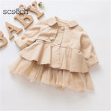 Scsech New Autumn Baby Girls Jacket Cotton Windbreaker Outwear Newborn Jacket Toddler Kids Lace Coat Children Clothing S8735