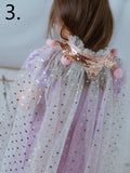 Seaside Fairy Cloak For Children Girls Birthday Christmas Sequins Pom pom Star Heart Mesh Thin Poncho E1120