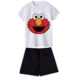 Sesame Street Kids Clothing Set Cartoon Elmo Costume Baby Summer Outfit Suit T-shirt + Pants 2 Piece Baby Clothes Children Wear