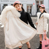 Sifafos   Girls Parka Coats Winter Style Plus Velvet Double Padded Coat Thickening Warm teens Children Clothes
