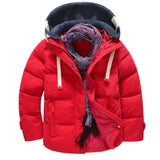 Snowsuit Children White Down Jacket Parkas Winter Cheap Kids Outerwe Casual Warm Hooded Jacket For Boys Solid Warm Coats