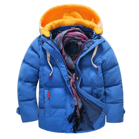 Snowsuit Children White Down Jacket Parkas Winter Cheap Kids Outerwe Casual Warm Hooded Jacket For Boys Solid Warm Coats