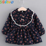 Sodawn Autumn New Fashion Sweet Floral Dolls Small Fresh Dress Children's Clothing Baby Girls Clothes Baby Dress