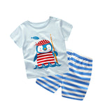 Baby Boy Clothes Summer New Aircraft Baby Boy Girl Clothing Set Cotton Baby Clothes Suits Short Plaid Infant Kids Clothes