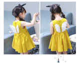 Solid Color Baby Kids Summer New Cotton Dress Children's Clothing Small Girls Wings Vest Dress Sleeveless Causal We Dress