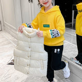 Solid Color Children Stand Collar Cotton Vests Autumn Winter Down Sleeveless Waistcoat Jacket Coat Warm Outerwear