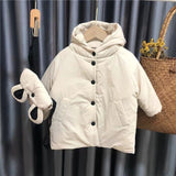Solid Simple Stand Collar Thicken Jacke Korean Winter Infant Girls Coat Sides Wear Boys Girls Jacket Thick Cotton Outfits Clothe