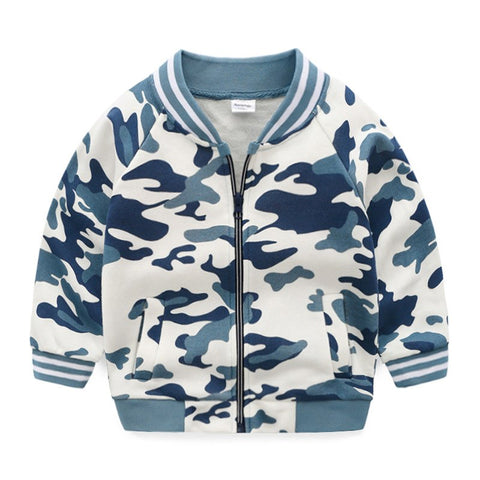 Songge Children's Jackets Fashion Casual Camouflage Blue Green Jacket For Boys Spring Autumn Zipper Outerwe Children Clothes