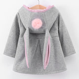 Spring Autumn Baby Kid Girls Jackets Rabbit Ear Cotton Winter Outerwear Children Hooded Coats 1 2 3 4 5 Year old Toddler Clothes