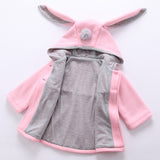 Spring Autumn Baby Kid Girls Jackets Rabbit Ear Cotton Winter Outerwear Children Hooded Coats 1 2 3 4 5 Year old Toddler Clothes