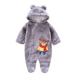 Spring Autumn Baby Rompers Cute Cartoon animal Infant Newborn Girls warm Jumpers Toddler Hooded clothes Baby Boys Overalls