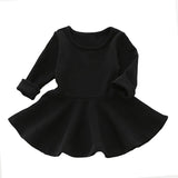 Spring Autumn Candy Color Cotton Baby Girl Dresses Long Sleeve Solid Princess Dress Bow-knot O-neck Casual Kids Pleated Dresses