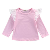 Spring Autumn Children T shirt 2018 Brand baby girls fly long sleeve lace t-shirts tops o-neck princess infant clothing t shirt