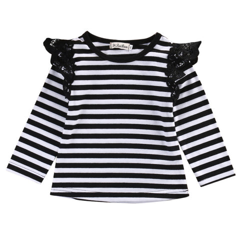 Spring Autumn Children T shirt 2018 Brand baby girls fly long sleeve lace t-shirts tops o-neck princess infant clothing t shirt