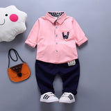 Spring Autumn Children's We Sets Boys and Girls Long Sleeve Shirts+ Pant Boys and Girls 2pc Sets Trousers 0-4 Ages Green Color