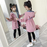 Spring Autumn Children's Windbreaker 2023 Girls Trench Coats Windbreaker Teens Coat Hooded Winter Jacket