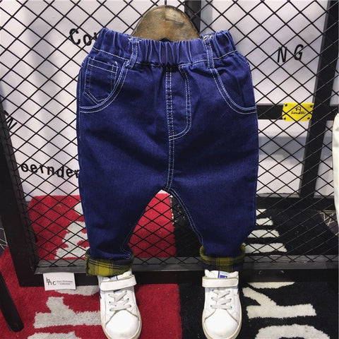 Spring Autumn New Baby Boys Casual Jeans Fashion Denim Pants Baby Clothes Children Clothing Tracksuits Dark Blue Jeans Trousers