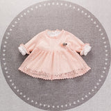 Spring Baby Girls Lace Long Sleeve O Neck Flower Princess Party Tutu Kids Infant Dress vestido infantil