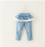 Spring Girls Denim Pants Blue Toddler Girl lace Jeans Soft Kids Children Summer Trousers Infant Kids skirt Pants
