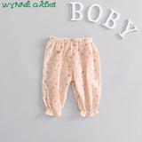 Spring Infant Baby Girls Fruit Print Elastic Waist Mosquito-proof pant Kids Full Length Casual Kids Trousers roupas de bebe