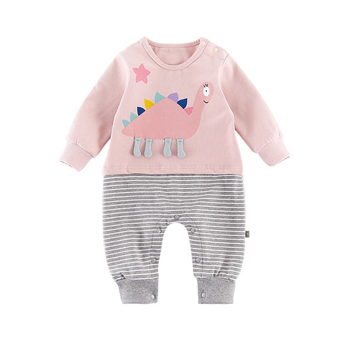 Spring Newborn Clothing Cotton Long Sleeve Jumpsuits Cartoon 3D Dinosaur Design Kids Boys Girls Outerwear Costume Baby Rompers