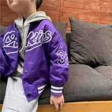 Spring Purple Baseball Jacket Big Kids Clothes For Teen Teens Girls Boys Cardigan Children Outwear Coats Hoodies Windbreaker