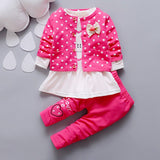 Spring and Autumn Season Girls We Suits Long Sleeved Shirts and Trousers Three Pieces of Baby Clothes Children's Casual Wear.
