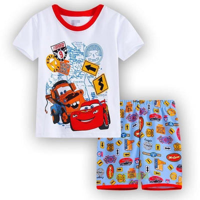 Summer Baby Boys Girls Clothes Set Cotton Cartoon Cars Leisure we Kids Clothing Set Children Sport Suit T-shirt+shorts Pajamas