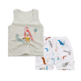 Summer Baby Clothing Set Cute Vest Suit Boys And Girls Sleeveless Vest + Shorts Suit Cartoon Cotton 2pcs Outfits