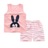 Summer Baby Clothing Set Cute Vest Suit Boys And Girls Sleeveless Vest + Shorts Suit Cartoon Cotton 2pcs Outfits