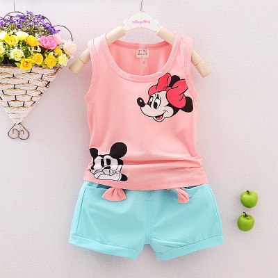 Summer Baby Cotton Sleeveless Vest And Shorts Boys And Girls Casual We Children Print Cartoon Image Suit Children's Clothes.