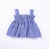 Summer Baby Infant Fashion Tops Green Blue Plaid Cotton T shirt Sleeveless Toddler Clothing Newborn Clothes 2 Colors