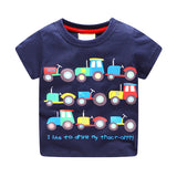 Summer Boys Cartoon T-shirt C Ship Train Cotton T Shirt Boy Kids Tops Children Clothing Kindergarten Clothes 1-6T