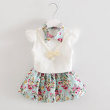 Summer Children Necklace Clothing Sets Kids Girl Cute T-shirt Skirt 2Pcs/Sets Fashion Baby Floral Suits Infant Casual Outfit