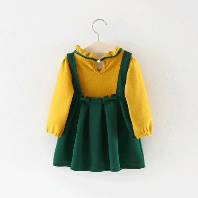 Summer New Childrens Clothing Set Girl's Blouse Pure Color Shirt Suspender Skirt 2 Overalls Baby Girls Clothes Suit Set