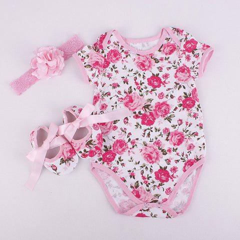 Summer New Fashion Toddler Infant Baby Girl Clothes Set Romper +Shoe+Headband 3Pcs Outfits Set Cute Baby Girls Clothes