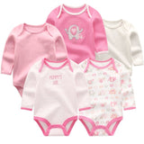 Summer Unisex Baby Girls Boys Rompers Long Sleeve clothing Infant 5pcs Baby Jumpsuit Kids Clothes Set