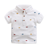 Summer cotton covered colorful cartoon c taxi printing turn down coll baby boys polo shirt kid tee children tops 90-135cm