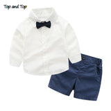 Summer style baby boy clothing set  born infant clothing 2pcs short sleeve t-shirt + suspenders gentleman suit