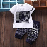 Baby boy clothes Brand summer kids clothes sets t-shirt+pants suit Star Printed Clothes  born sport suits