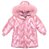 Teen Young Girls Warm Coat Winter Parkas Outerwear Waterproof Outfit Children Fur Hooded Jacket For Kids 5 6 8 10 12 14Years Old