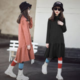 Teenage Girls Dress Turtleneck Casual  Midi Long Warm Children Clothes Elegant Dress 2023 Autumn  and Winter , #9266
